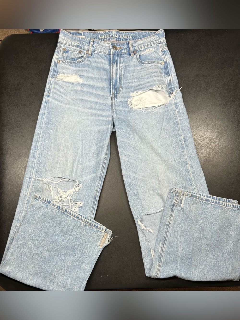 American Eagle Women’s Size 0 Super High Rise Baggy Wide Leg Distressed Jeans